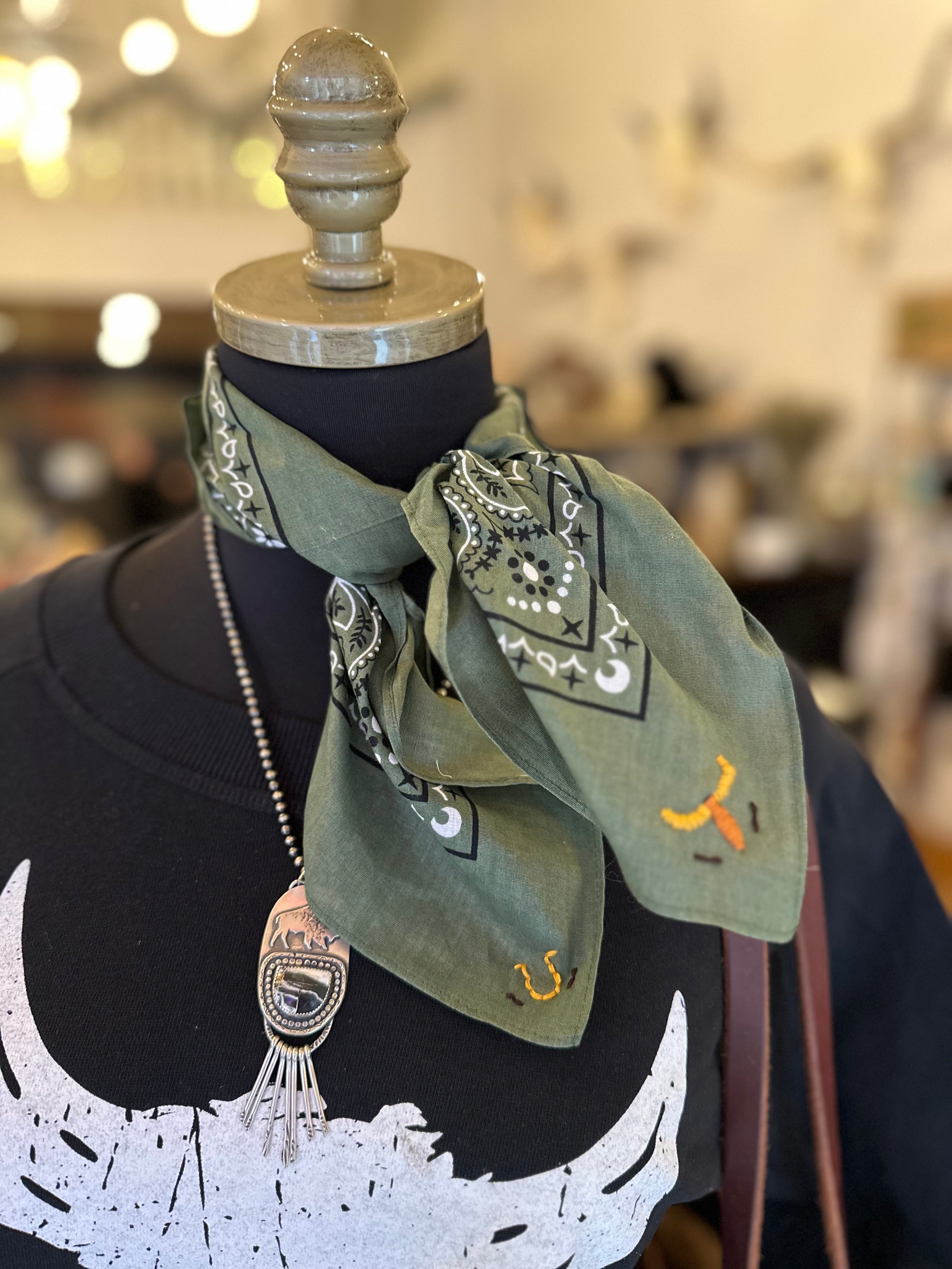 Embroidered Lucky Longhorn Bandana