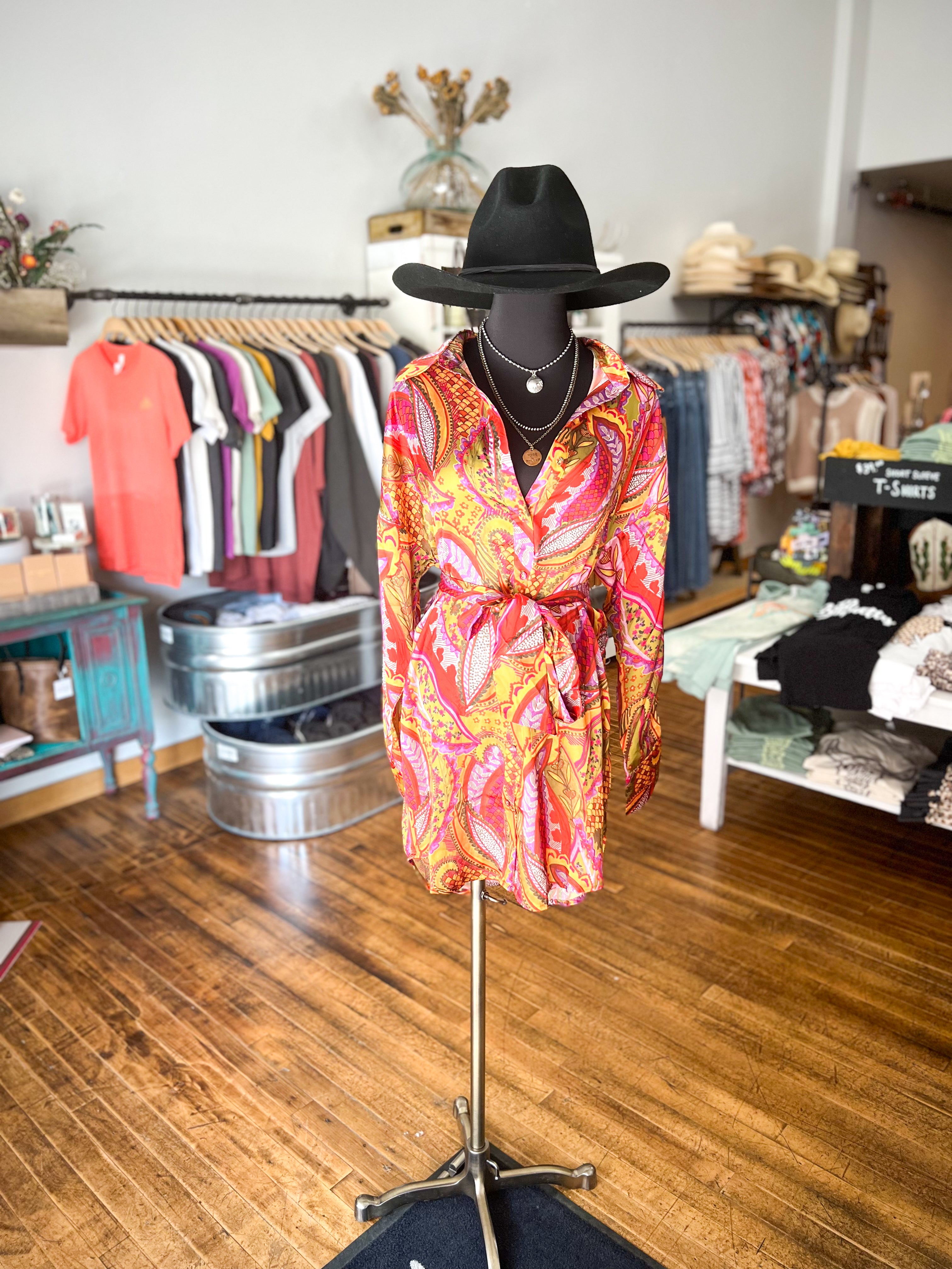 Paisley Party Shirt Dress