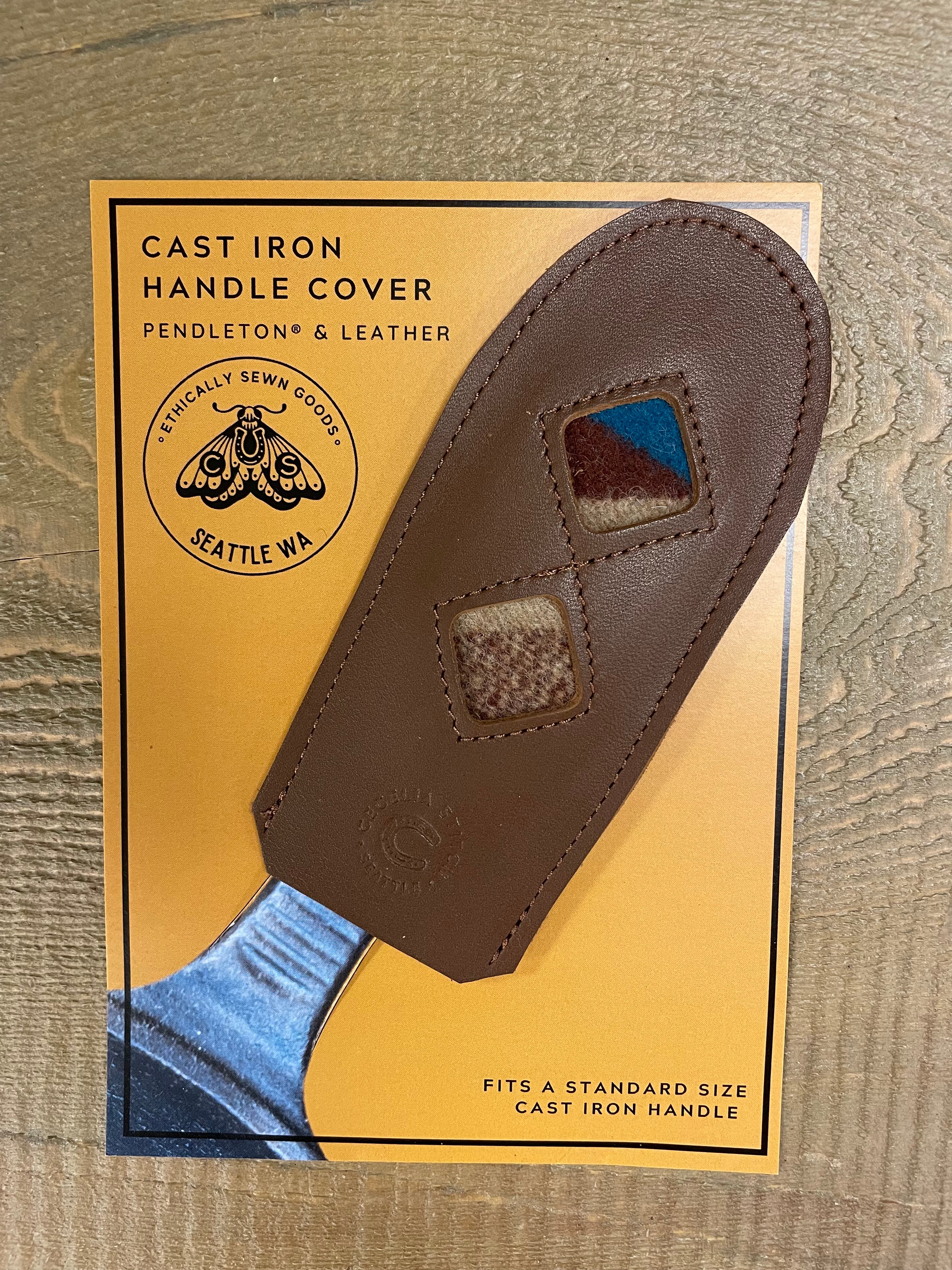 Leather + Wool Cast Iron Handle Cover