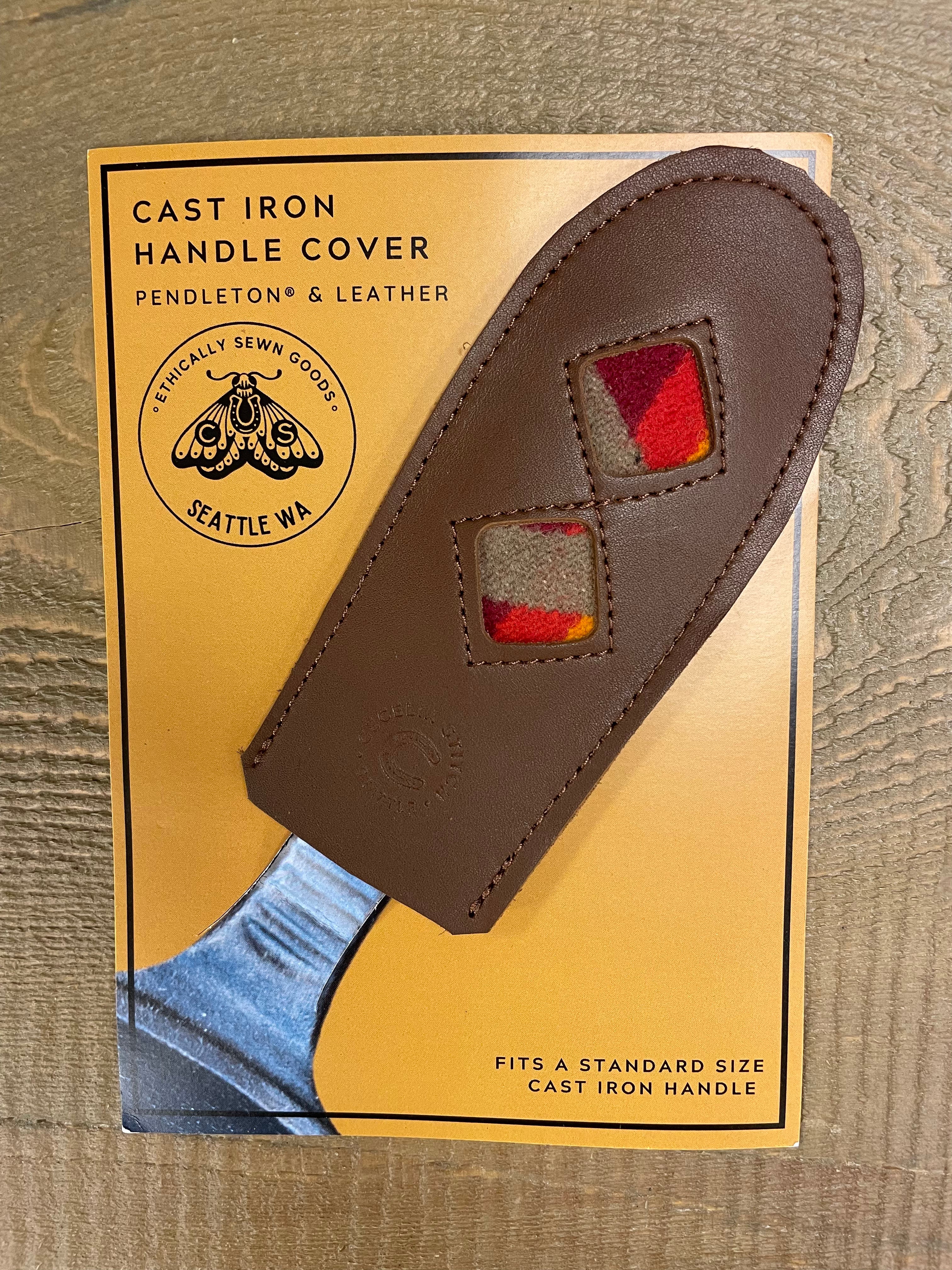 Leather + Wool Cast Iron Handle Cover