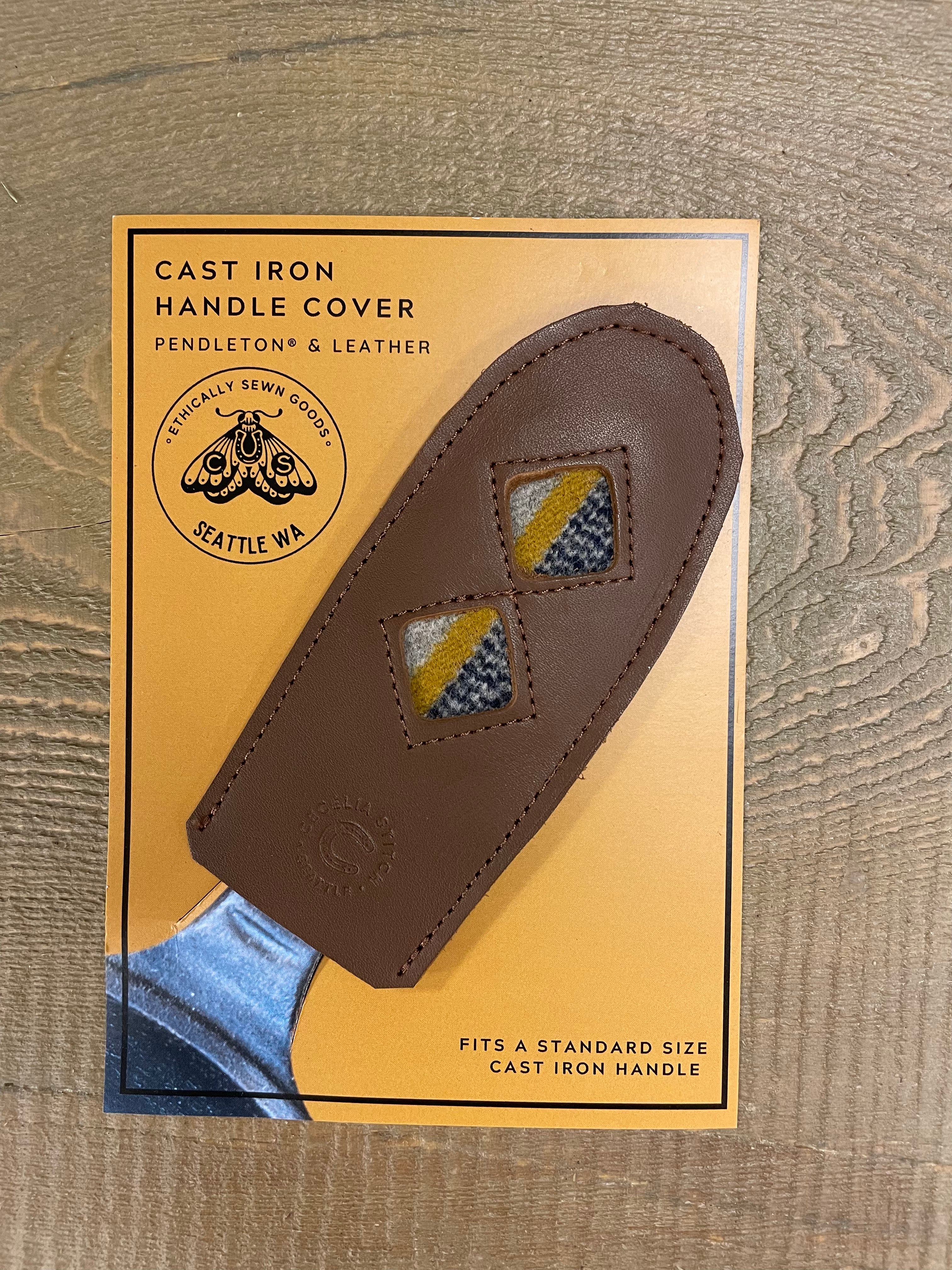 Leather + Wool Cast Iron Handle Cover